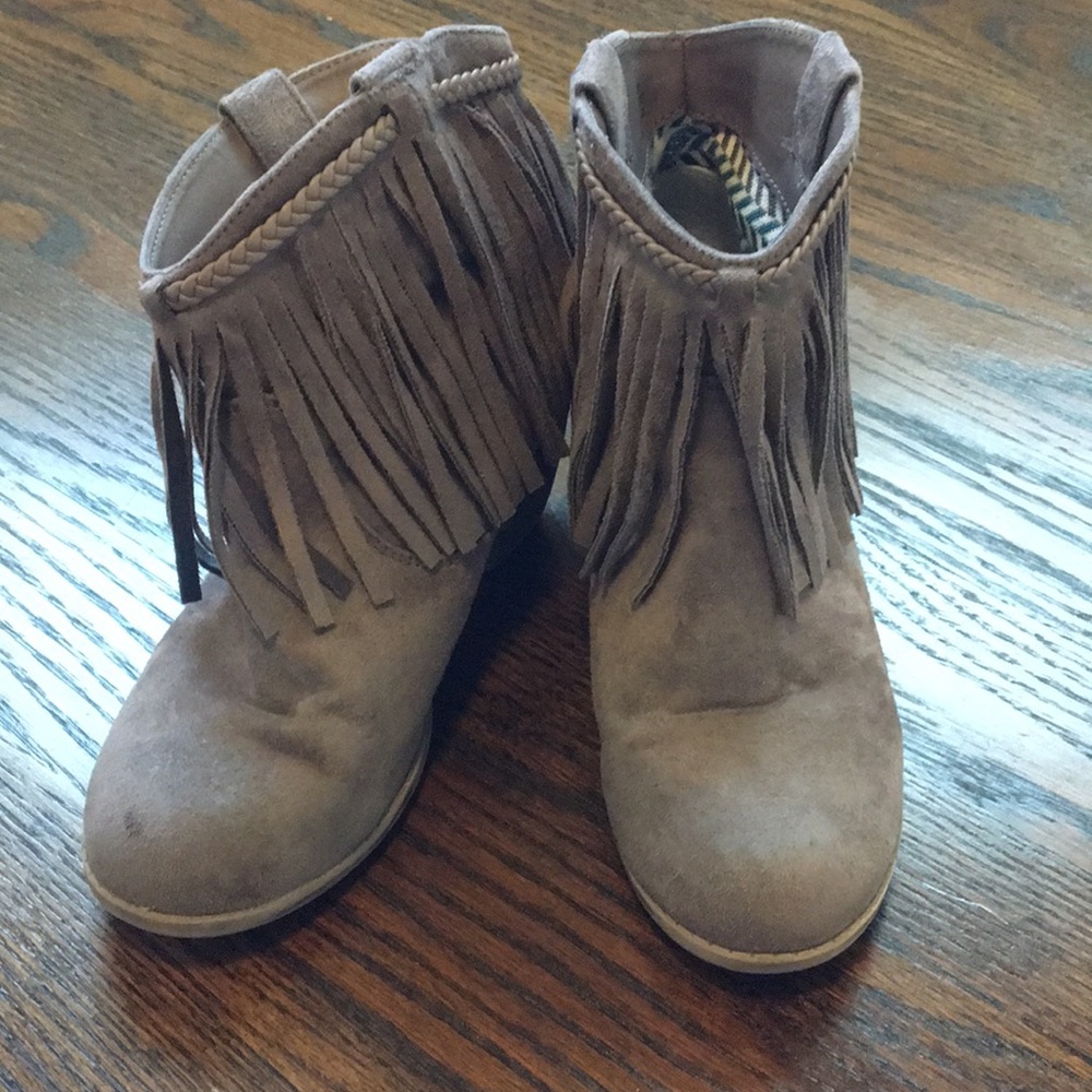 Suede Fringe Booties